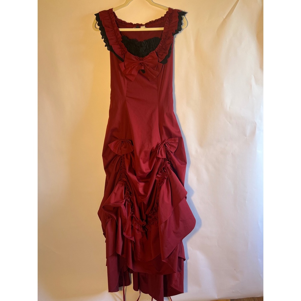 Victorian Choice Gothic Southern Belle Civil War Ball Gown Dress Red Black Small - Picture 3 of 11